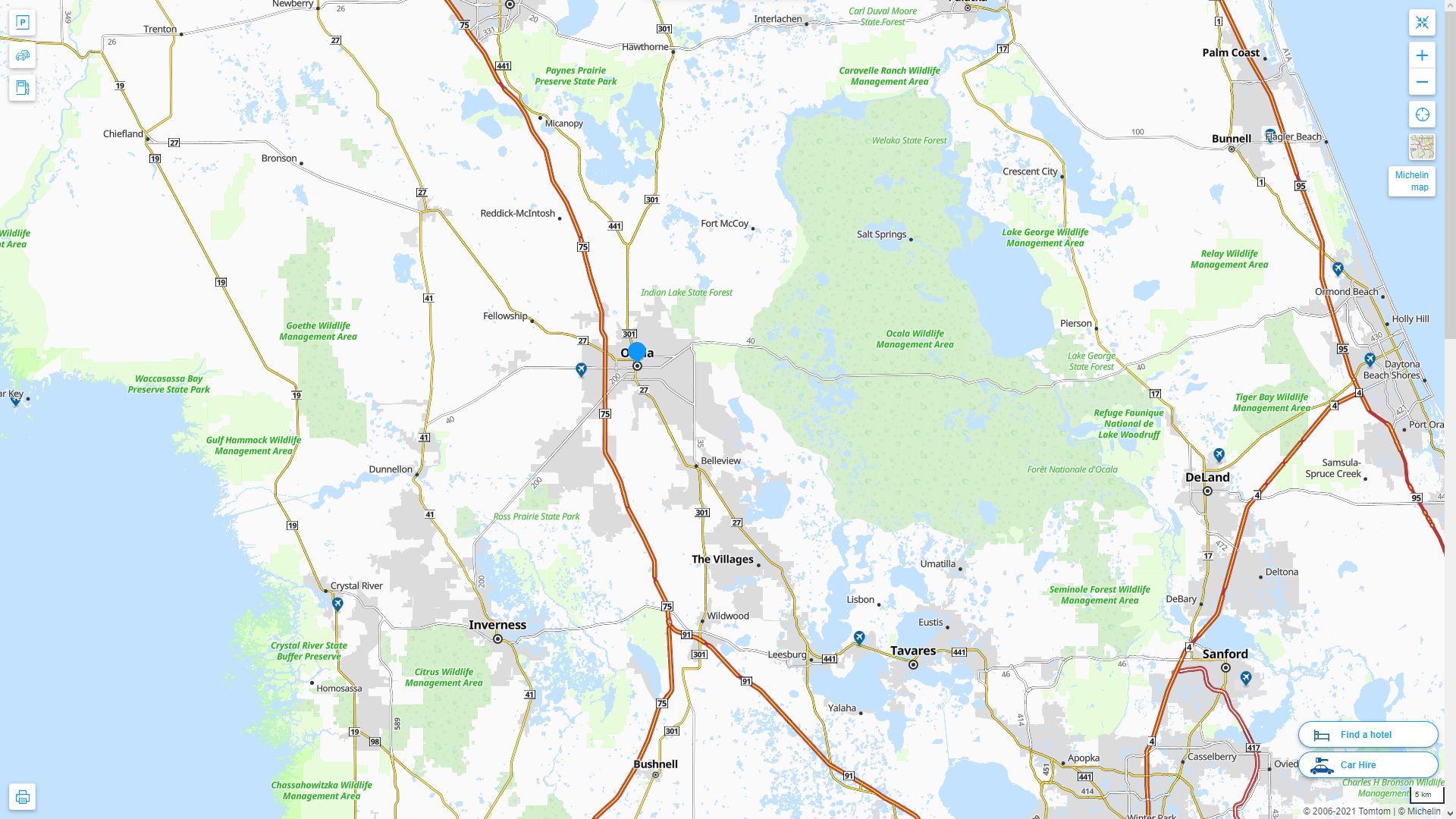 Ocala Florida Highway and Road Map